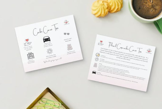 Cake Care Template + Floral Cupcake Care